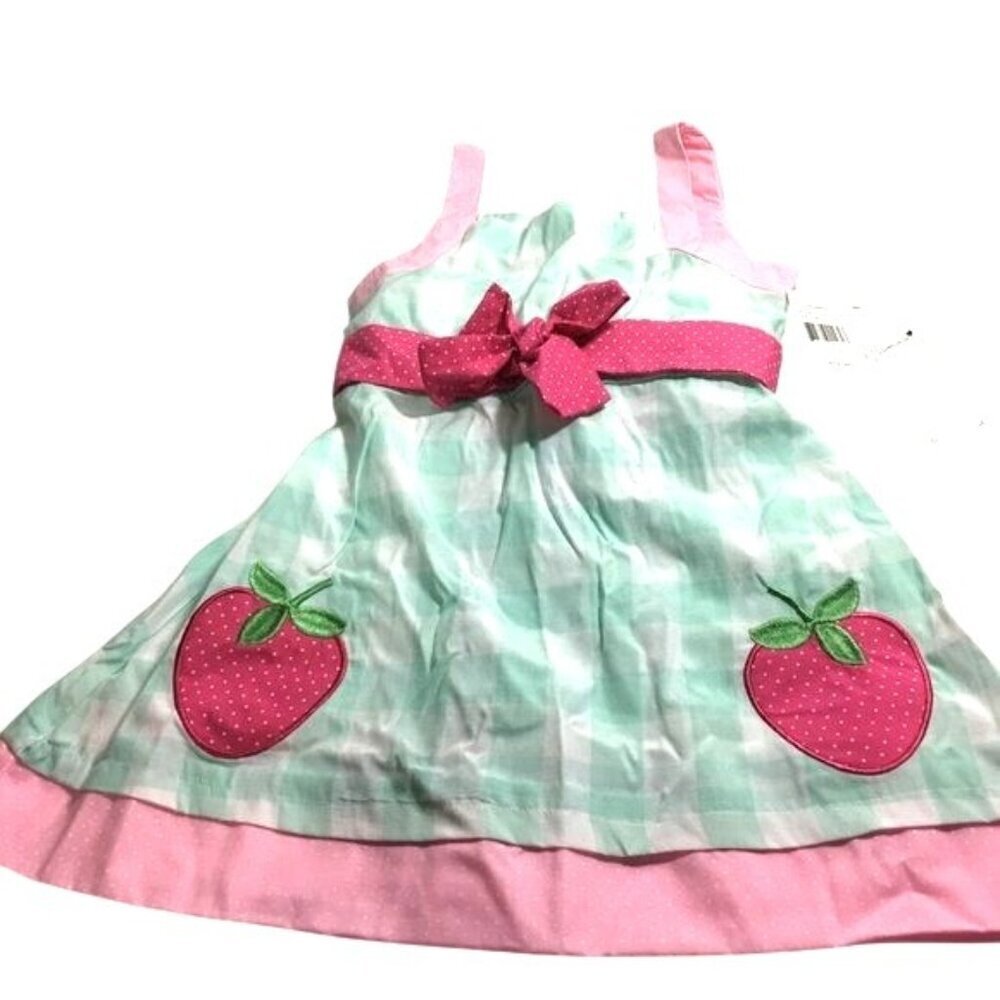 Samara Girls Sun Dress MultiColored Pink/Green Strawberries Easter Size 6 NWT